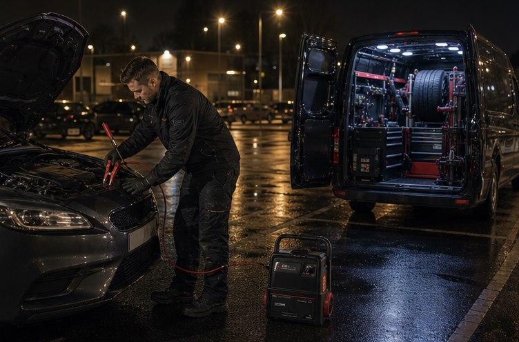 Mobiluxe technician providing lamborghini mobile tyre fitting